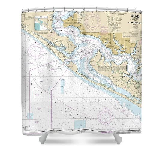 Nautical Chart 11391 St Andrew Bay Shower Curtain