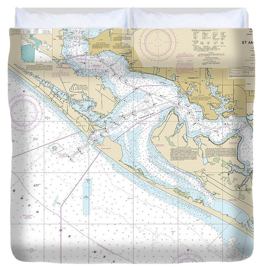 Nautical Chart 11391 St Andrew Bay Duvet Cover