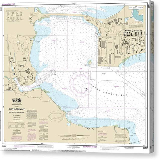 Nautical Chart-11392 St Andrew Bay - Bear Point-Sulpher Point Canvas Print