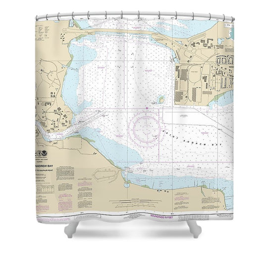 Nautical Chart 11392 St Andrew Bay Bear Point Sulpher Point Shower Curtain
