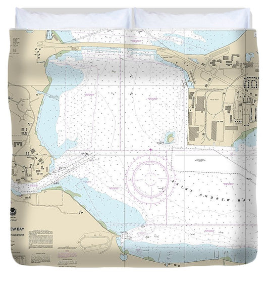 Nautical Chart 11392 St Andrew Bay Bear Point Sulpher Point Duvet Cover