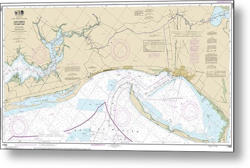 A beuatiful Metal Print of the Nautical Chart-11393 Intracoastal Waterway Lake Wimico-East Bay - Metal Print by SeaKoast.  100% Guarenteed!
