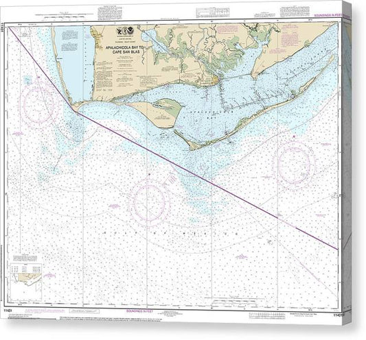 Nautical Chart-11401 Apalachicola Bay-Cape San Blas Canvas Print