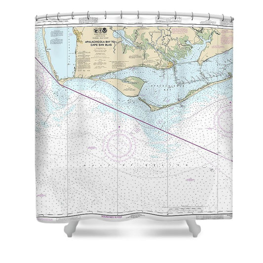 Nautical Chart 11401 Apalachicola Bay Cape San Blas Shower Curtain
