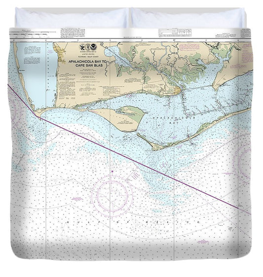 Nautical Chart 11401 Apalachicola Bay Cape San Blas Duvet Cover