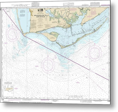 A beuatiful Metal Print of the Nautical Chart-11401 Apalachicola Bay-Cape San Blas - Metal Print by SeaKoast.  100% Guarenteed!