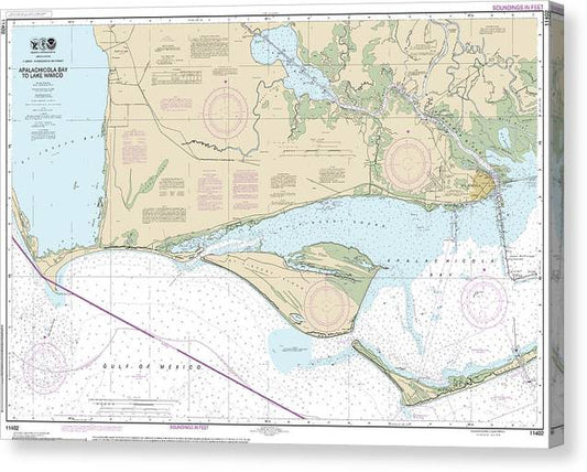 Nautical Chart-11402 Intracoastal Waterway Apalachicola Bay-Lake Wimico Canvas Print