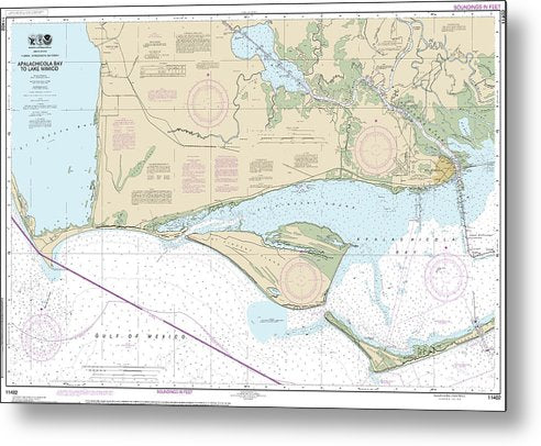 A beuatiful Metal Print of the Nautical Chart-11402 Intracoastal Waterway Apalachicola Bay-Lake Wimico - Metal Print by SeaKoast.  100% Guarenteed!
