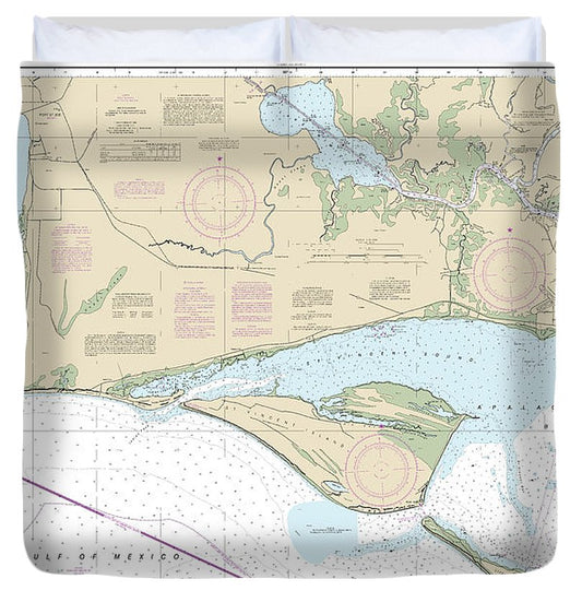 Nautical Chart 11402 Intracoastal Waterway Apalachicola Bay Lake Wimico Duvet Cover