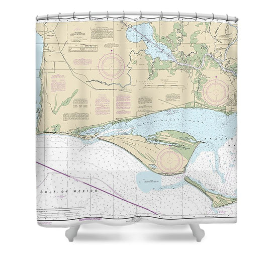Nautical Chart 11402 Intracoastal Waterway Apalachicola Bay Lake Wimico Shower Curtain