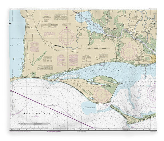 Nautical Chart 11402 Intracoastal Waterway Apalachicola Bay Lake Wimico Blanket