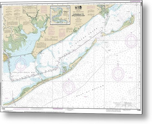 A beuatiful Metal Print of the Nautical Chart-11404 Intracoastal Waterway Carrabelle-Apalachicola Bay, Carrabelle River - Metal Print by SeaKoast.  100% Guarenteed!