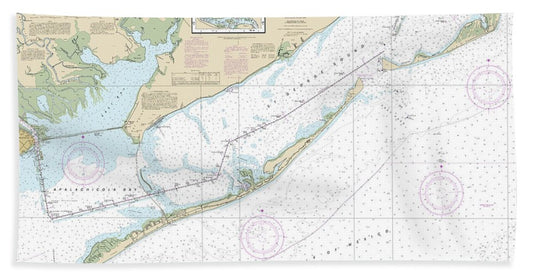 Nautical Chart-11404 Intracoastal Waterway Carrabelle-apalachicola Bay, Carrabelle River - Bath Towel