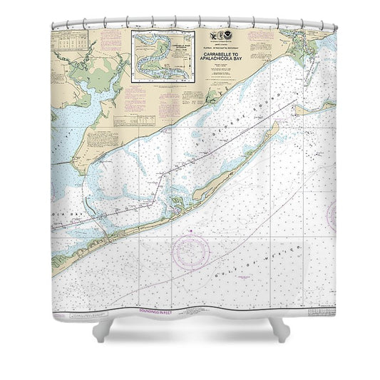 Nautical Chart 11404 Intracoastal Waterway Carrabelle Apalachicola Bay, Carrabelle River Shower Curtain