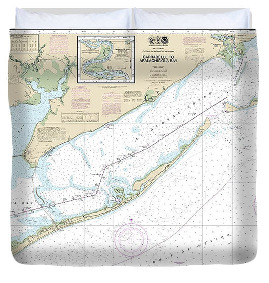 Nautical Chart 11404 Intracoastal Waterway Carrabelle Apalachicola Bay, Carrabelle River Duvet Cover