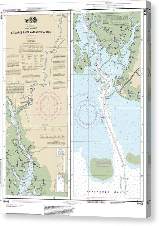 Nautical Chart-11406 Stmarks River-Approaches Canvas Print