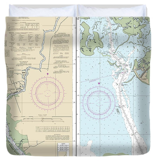 Nautical Chart 11406 Stmarks River Approaches Duvet Cover