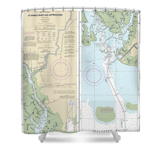 Nautical Chart 11406 Stmarks River Approaches Shower Curtain
