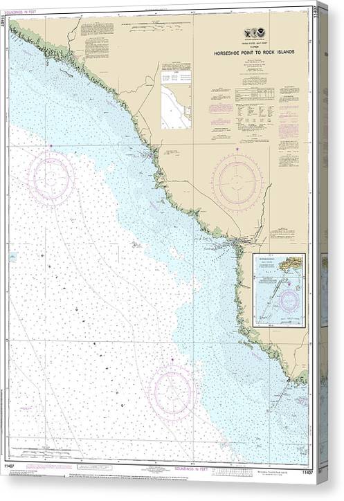 Nautical Chart-11407 Horseshoe Point-Rock Islands, Horseshoe Beach Canvas Print