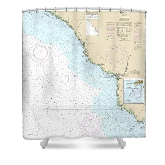 Nautical Chart 11407 Horseshoe Point Rock Islands, Horseshoe Beach Shower Curtain