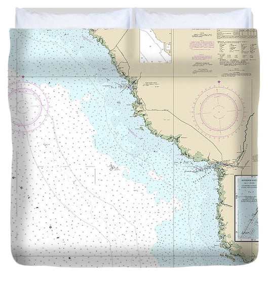 Nautical Chart 11407 Horseshoe Point Rock Islands, Horseshoe Beach Duvet Cover