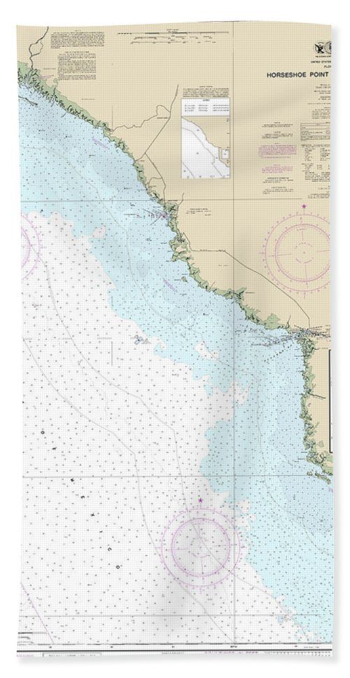 Nautical Chart-11407 Horseshoe Point-rock Islands, Horseshoe Beach - Bath Towel