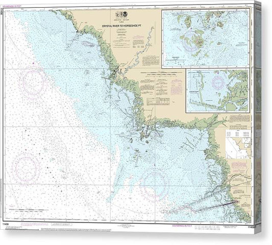 Nautical Chart-11408 Crystal River-Horseshoe Point, Suwannee River, Cedar Keys Canvas Print