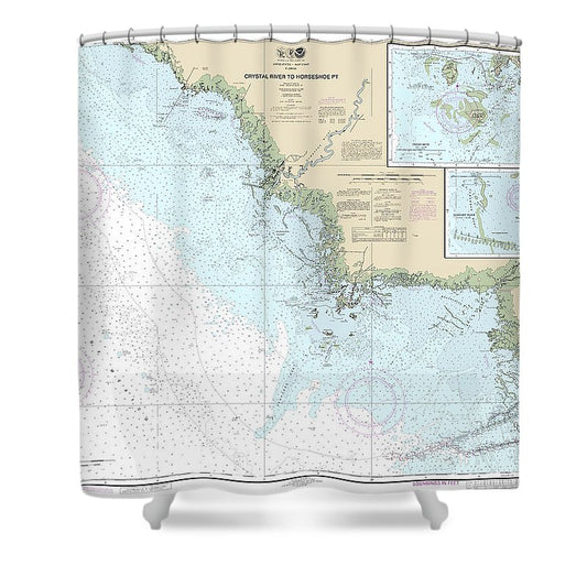 Nautical Chart 11408 Crystal River Horseshoe Point, Suwannee River, Cedar Keys Shower Curtain