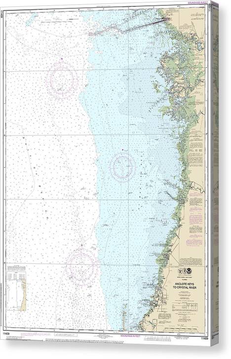 Nautical Chart-11409 Anclote Keys-Crystal River Canvas Print