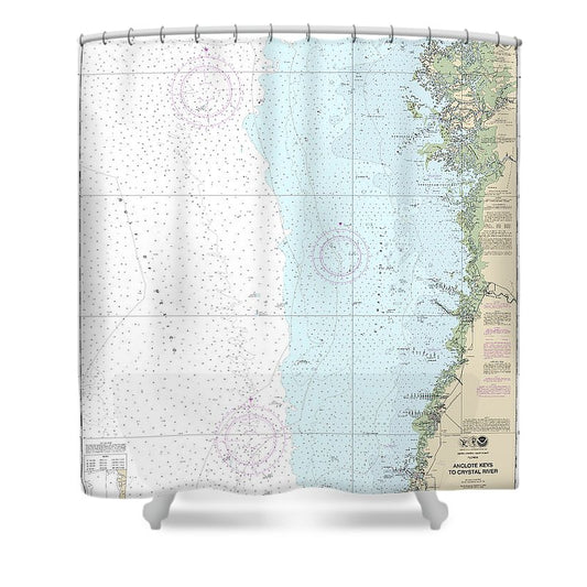 Nautical Chart 11409 Anclote Keys Crystal River Shower Curtain