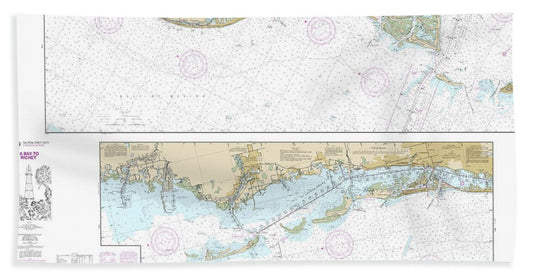 Nautical Chart-11411 Intracoastal Waterway Tampa Bay-port Richey - Bath Towel