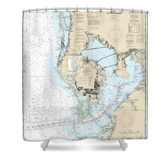 Nautical Chart 11412 Tampa Bay St Joseph Sound Shower Curtain