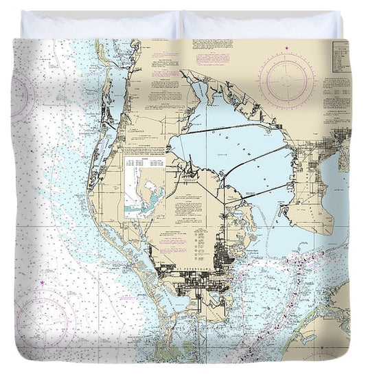 Nautical Chart 11412 Tampa Bay St Joseph Sound Duvet Cover