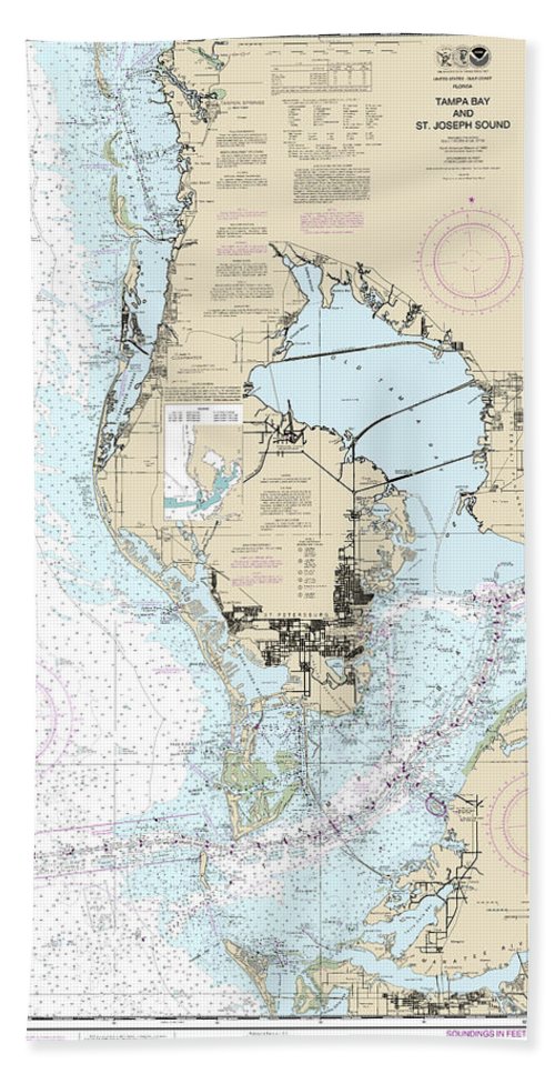 Nautical Chart-11412 Tampa Bay-st Joseph Sound - Bath Towel