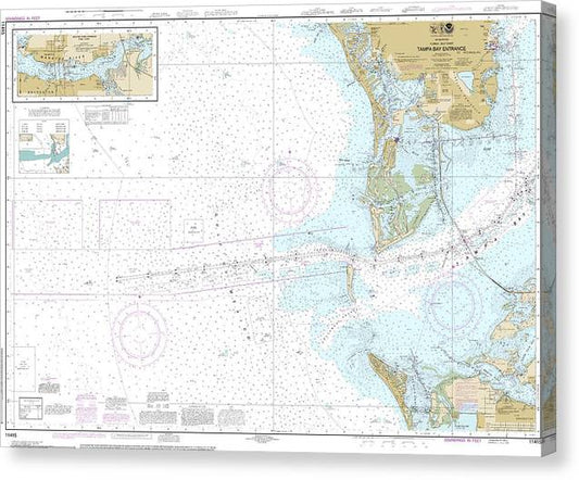 Nautical Chart-11415 Tampa Bay Entrance, Manatee River Extension Canvas Print