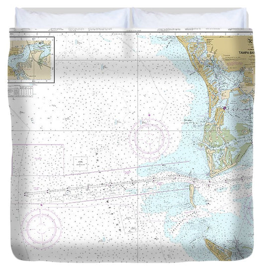 Nautical Chart 11415 Tampa Bay Entrance, Manatee River Extension Duvet Cover