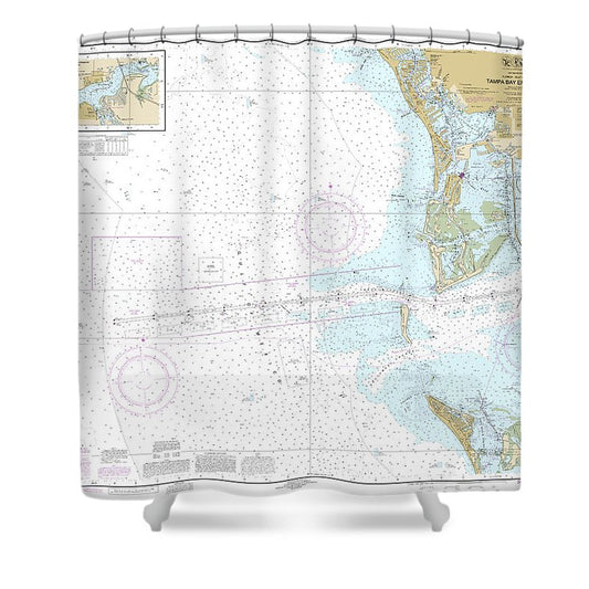 Nautical Chart 11415 Tampa Bay Entrance, Manatee River Extension Shower Curtain
