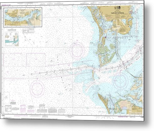 A beuatiful Metal Print of the Nautical Chart-11415 Tampa Bay Entrance, Manatee River Extension - Metal Print by SeaKoast.  100% Guarenteed!