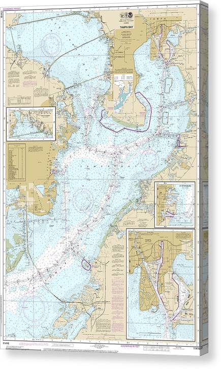 Nautical Chart-11416 Tampa Bay, Safety Harbor, St Petersburg, Tampa Canvas Print