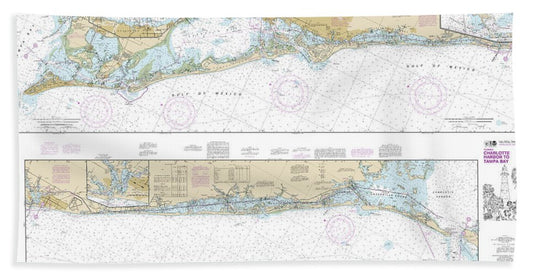 Nautical Chart-11425 Intracoastal Waterway Charlotte Harbor-tampa Bay - Bath Towel
