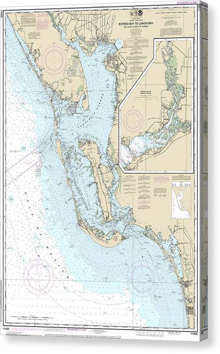 Nautical Chart-11426 Estero Bay-Lemon Bay, Including Charlotte Harbor, Continuation-Peace River Canvas Print