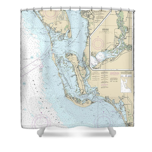 Nautical Chart 11426 Estero Bay Lemon Bay, Including Charlotte Harbor, Continuation Peace River Shower Curtain