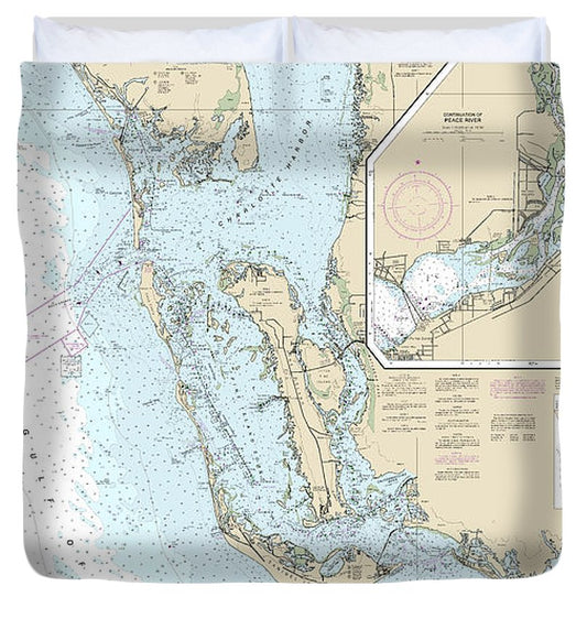 Nautical Chart 11426 Estero Bay Lemon Bay, Including Charlotte Harbor, Continuation Peace River Duvet Cover