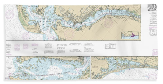 Nautical Chart-11427 Intracoastal Waterway Fort Myers-charlotte Harbor-wiggins Pass - Bath Towel
