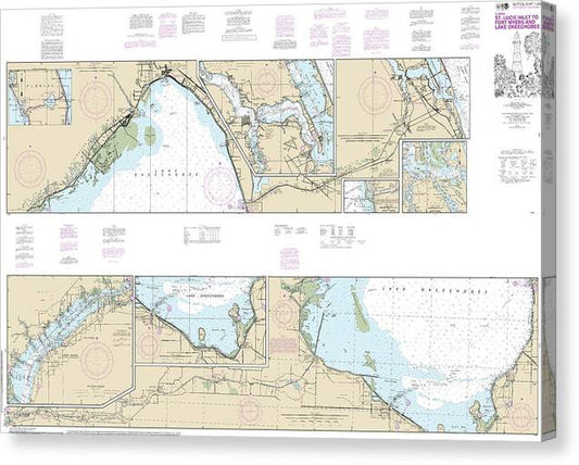 Nautical Chart-11428 Okeechobee Waterway St Lucie Inlet-Fort Myers, Lake Okeechobee Canvas Print