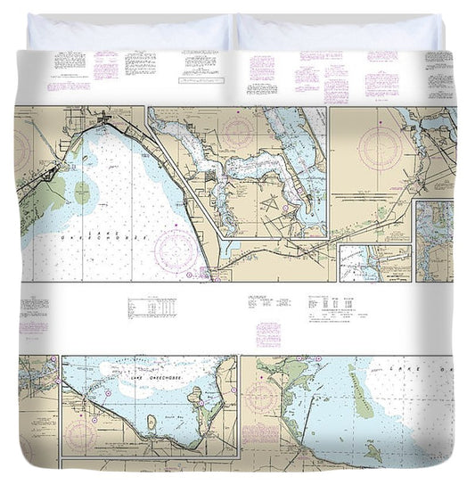 Nautical Chart 11428 Okeechobee Waterway St Lucie Inlet Fort Myers, Lake Okeechobee Duvet Cover