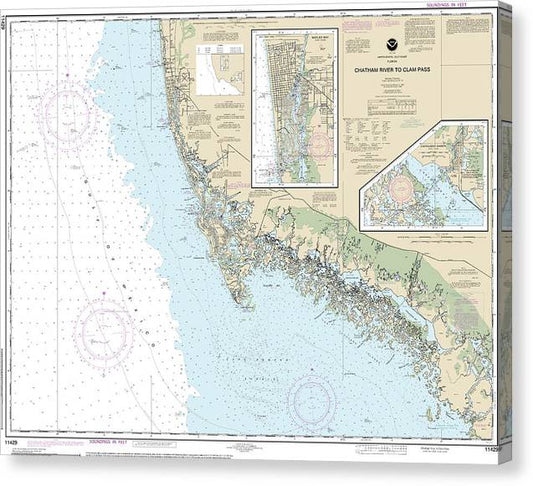 Nautical Chart-11429 Chatham River-Clam Pass, Naples Bay, Everglades Harbor Canvas Print
