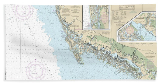 Nautical Chart-11429 Chatham River-clam Pass, Naples Bay, Everglades Harbor - Bath Towel