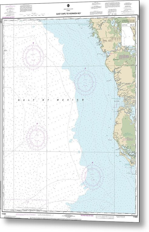 A beuatiful Metal Print of the Nautical Chart-11431 East Cape-Mormon Key - Metal Print by SeaKoast.  100% Guarenteed!