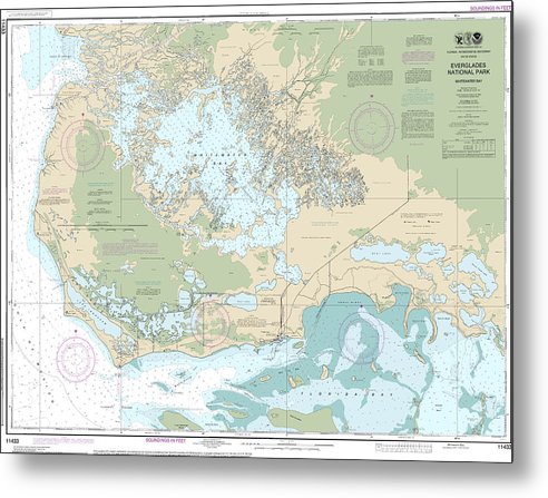A beuatiful Metal Print of the Nautical Chart-11433 Everglades National Park Whitewater Bay - Metal Print by SeaKoast.  100% Guarenteed!